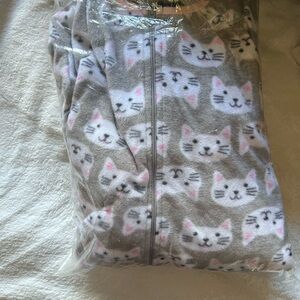 Cozy Gray Cat Print Women's Onesie